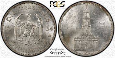 1934-A 5 Mk Potsdam without Date J-357 MS62