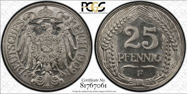 1909-F 25 Pfg J-18 MS66