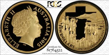 2015-C $10 ANZAC PR69DCAM