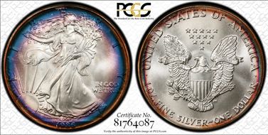 1986 $1 Silver Eagle MS68