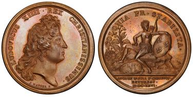 "1666" AE Medal Betts-42 PE, St. Kitts MS65BN