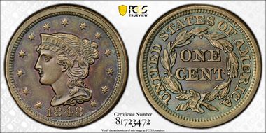 1848 1C Newcomb 14 MS64BN