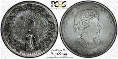 2016 $25 Library of Parliament 140th Ann. Antique Finish PR70