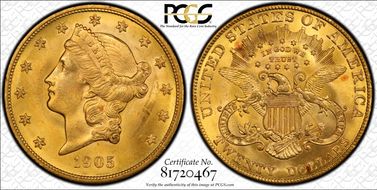 1905 $20 MS64+