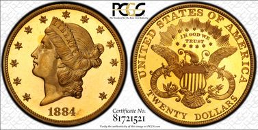 1884 $20 PR65DCAM