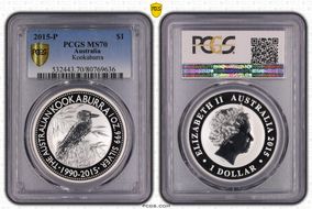 2015-P25 $1 Kookaburra Ag MS70