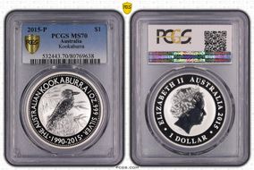 2015-P $1 Kookaburra Ag MS70