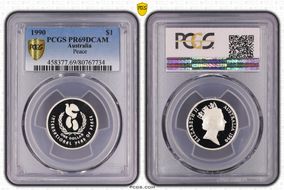 1990 $1 Year of Peace Ag PR69DCAM