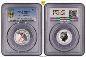 2015 $1 Z - Zebra Fish Al-Br Colorized MS69