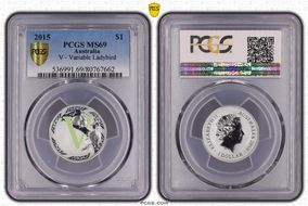 2015 $1 V - Variable Ladybird Al-Br Colorized MS69