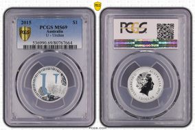 2015 $1 U - Urchin Al-Br Colorized MS69