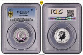 2015 $1 Q - Quokka Al-Br Colorized MS69