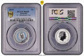 2015 $1 O - (Boobook) Owl Al-Br Colorized MS69