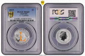 2015 $1 L - Lyrebird Al-Br Colorized MS69