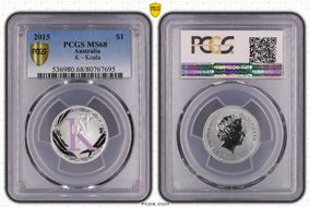 2015 $1 K - Koala Al-Br Colorized MS68