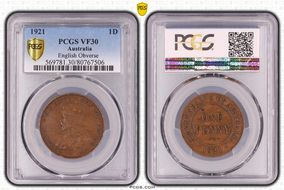 1921 1D English Obverse VF30BN