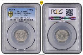 1939-E 50 Pfg J-365 Nickel MS62