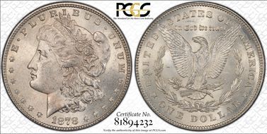 1878 7TF $1 VAM 169 AU58