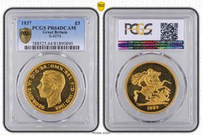 1937 £5 S-4074 PR64DCAM