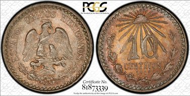 1919-M 10C 15mm  Ag KM-429 MS67