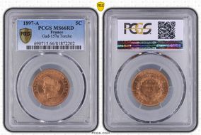 1897-A 5C Gad-157a Torche F-118 MS66RD