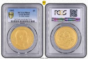 1902 £5 S-3966 Matte PR64