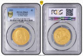 1902 £2 S-3968 Matte PR63