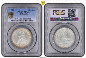 1936 10 Litu KM-83  Ag MS62
