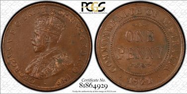 1922 (p) 1D Indian Obverse AU58BN