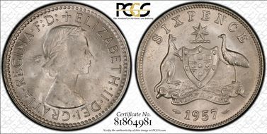 1957(m) 6D KM-58  Ag MS65