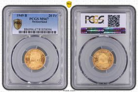 1949 B 20 Fr KM-35.2  Au MS67