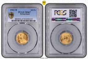 1922 B 10 Fr KM-36  Au MS67