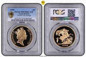 1990 £5 S-SE3 St. George PR70DCAM