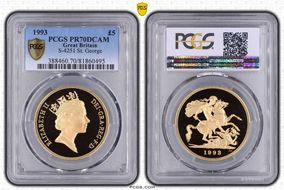 1993 £5 S-SE3 St. George PR70DCAM
