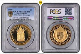 1989 £5 S-SE6 500th Ann. Sovereign PR68DCAM