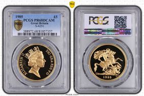 1985 £5 S-SE3 St. George PR68DCAM