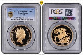 1985 £5 S-SE3 St. George PR69DCAM