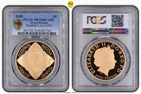 2008 £5 S-L18 Elizabeth I Au PR70DCAM