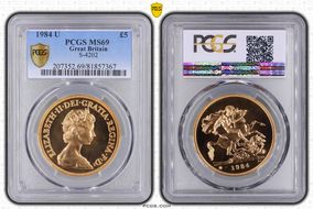 1984-U £5 S-SE2 St. George MS69