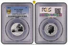 2015 $1 AFL Fans Ag Custodians of the Game MS69