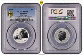 2015 $1 AFL Fans Ag Custodians of the Game MS68