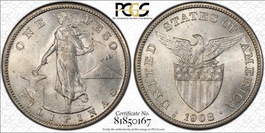 1908-S/S Peso Allen-17.03a MS62