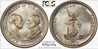 1936-M 50C Commonwealth KM-176 MS65