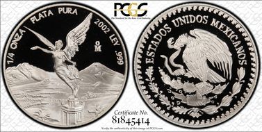2002-Mo 1/4 oz Libertad Ag PR70DCAM