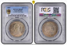 1887 1/2 Cr S-3924 Jubilee Head MS65
