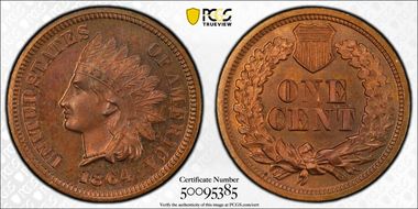 1864 1C J-357 PR65RB