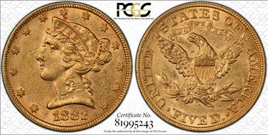 1882 $5 AU55