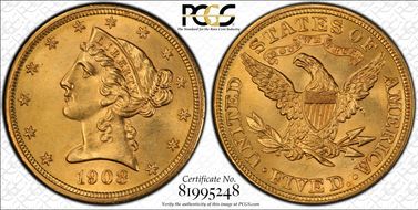 1908 $5 Liberty N1