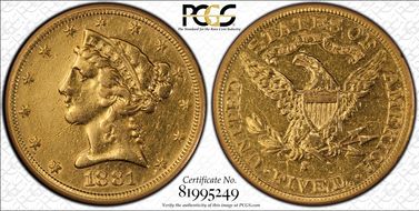 1881-S $5 N1
