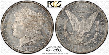1878 7TF $1 VAM 189, Re-engrav Wing AU58